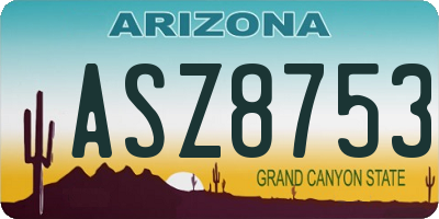 AZ license plate ASZ8753