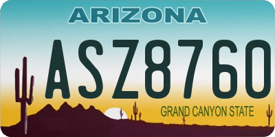 AZ license plate ASZ8760