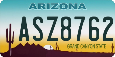AZ license plate ASZ8762