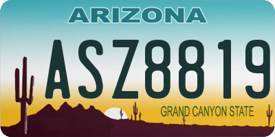 AZ license plate ASZ8819