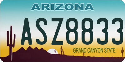 AZ license plate ASZ8833