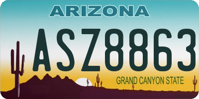 AZ license plate ASZ8863