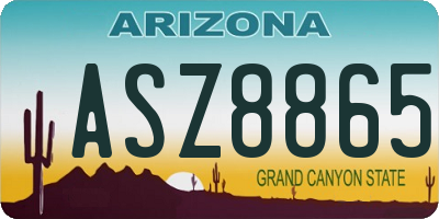 AZ license plate ASZ8865
