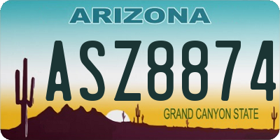 AZ license plate ASZ8874