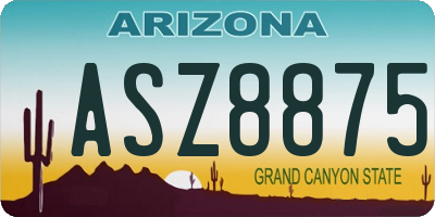 AZ license plate ASZ8875