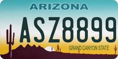 AZ license plate ASZ8899
