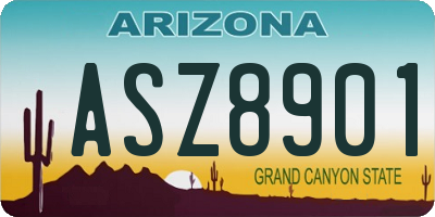 AZ license plate ASZ8901