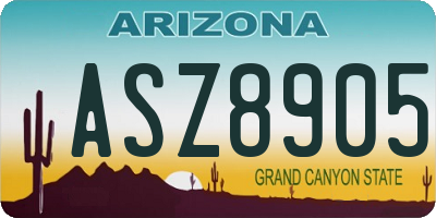 AZ license plate ASZ8905