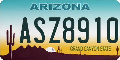 AZ license plate ASZ8910