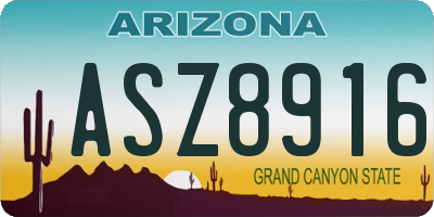 AZ license plate ASZ8916