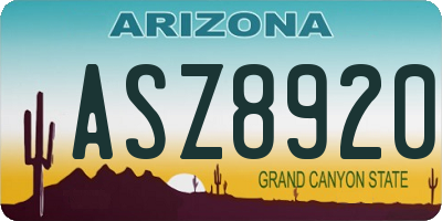 AZ license plate ASZ8920
