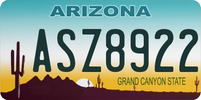 AZ license plate ASZ8922