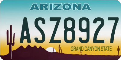 AZ license plate ASZ8927