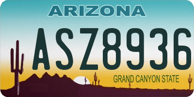 AZ license plate ASZ8936