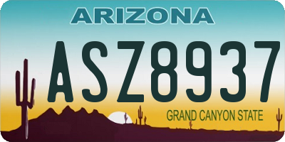 AZ license plate ASZ8937