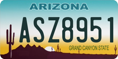 AZ license plate ASZ8951