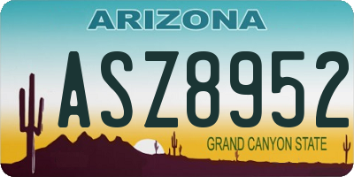 AZ license plate ASZ8952