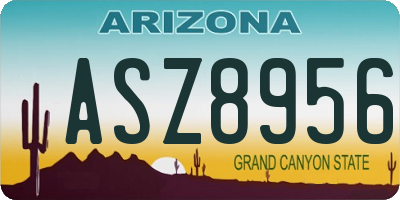 AZ license plate ASZ8956