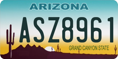 AZ license plate ASZ8961
