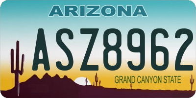 AZ license plate ASZ8962