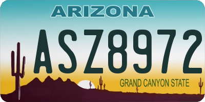 AZ license plate ASZ8972