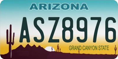 AZ license plate ASZ8976