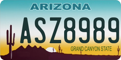 AZ license plate ASZ8989