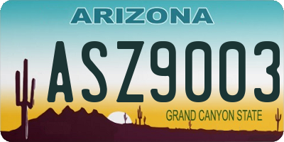 AZ license plate ASZ9003