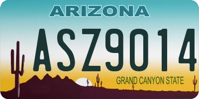 AZ license plate ASZ9014