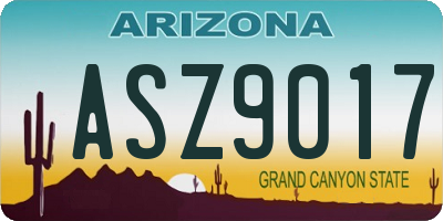 AZ license plate ASZ9017