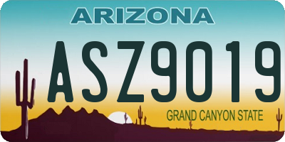 AZ license plate ASZ9019