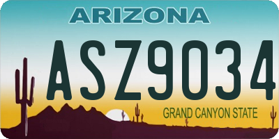 AZ license plate ASZ9034