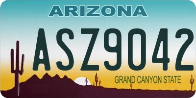 AZ license plate ASZ9042