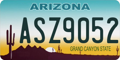 AZ license plate ASZ9052
