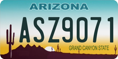 AZ license plate ASZ9071