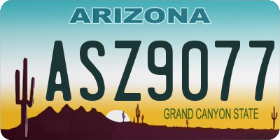 AZ license plate ASZ9077