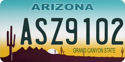 AZ license plate ASZ9102