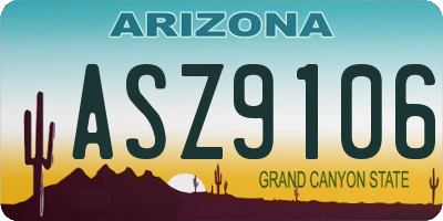 AZ license plate ASZ9106