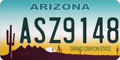 AZ license plate ASZ9148