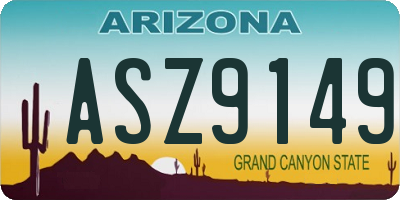AZ license plate ASZ9149