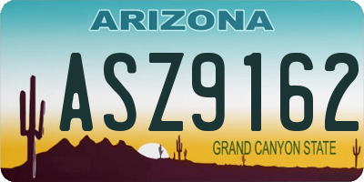 AZ license plate ASZ9162