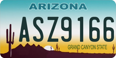 AZ license plate ASZ9166