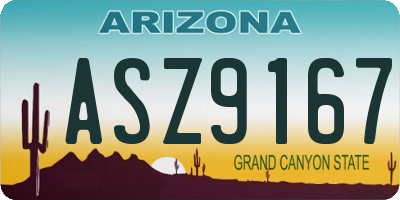 AZ license plate ASZ9167