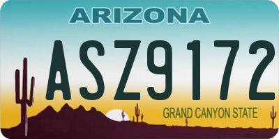 AZ license plate ASZ9172
