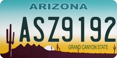 AZ license plate ASZ9192