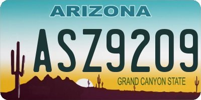 AZ license plate ASZ9209