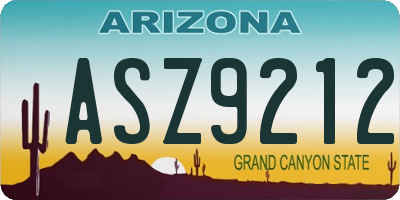 AZ license plate ASZ9212