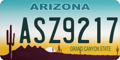 AZ license plate ASZ9217