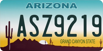 AZ license plate ASZ9219