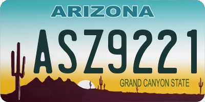 AZ license plate ASZ9221